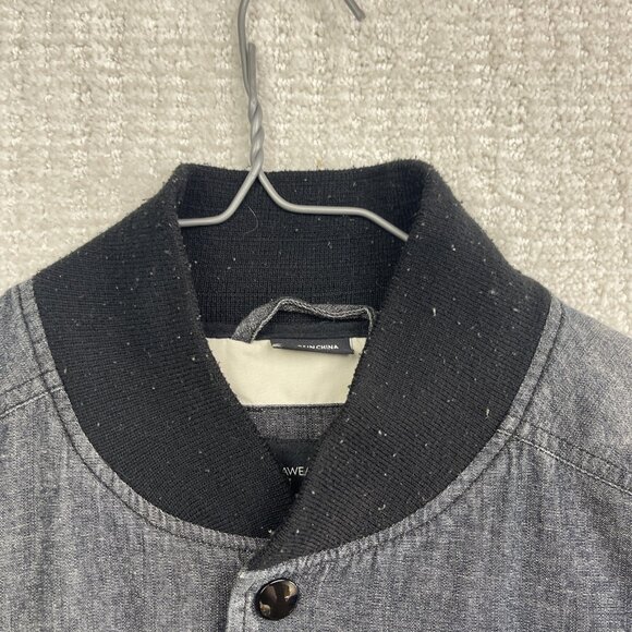 Rocawear Jacket Dark Denim Varsity Bomber Embroidered Sports Y2K Retro Men M - Picture 6 of 15